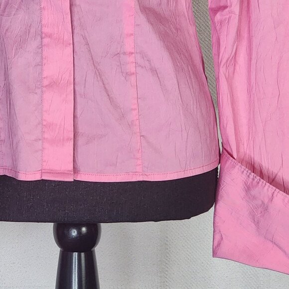 Farinaz Taghavi Pink Imported Cotton Poly Fancy Cuff LS Button Up Dress Top Sz 2 - Picture 4 of 16